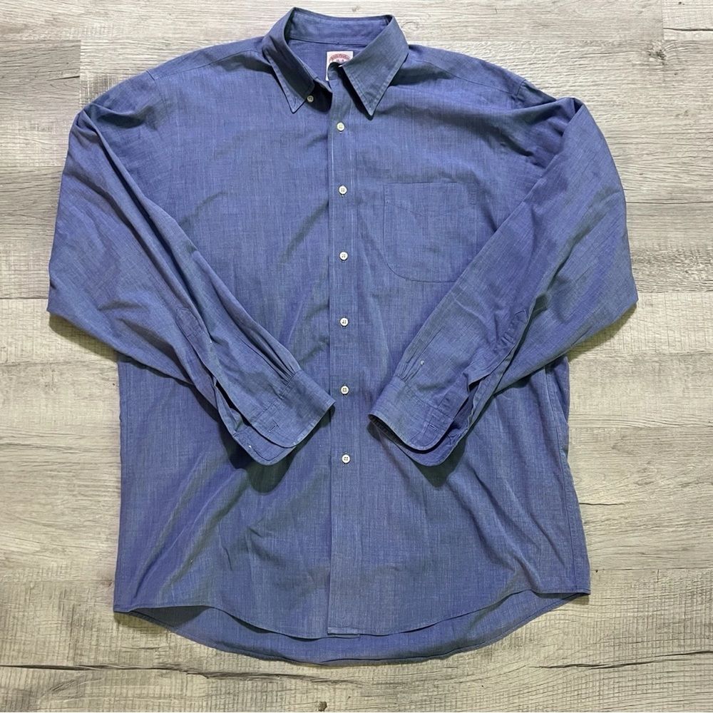 Brooks Brothers Shirt Mens 16 - 4 Light Blue 100% Cottons Dress Button Up